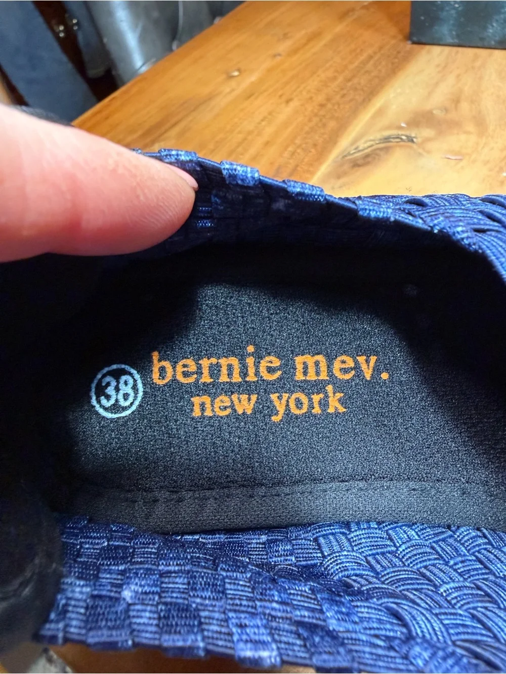 bernie mev. Comfort‎ Navy/Black Woven Wedge Heels NWOT